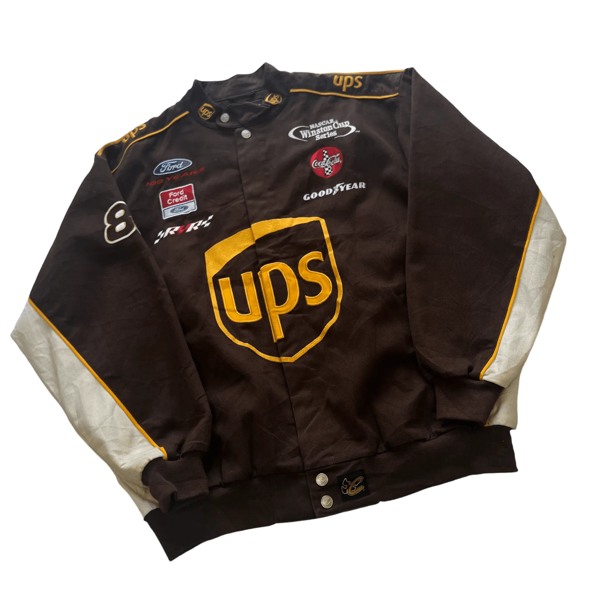 Vintage 90s Brown NASCAR UPS Racing Jacket - Extra Large