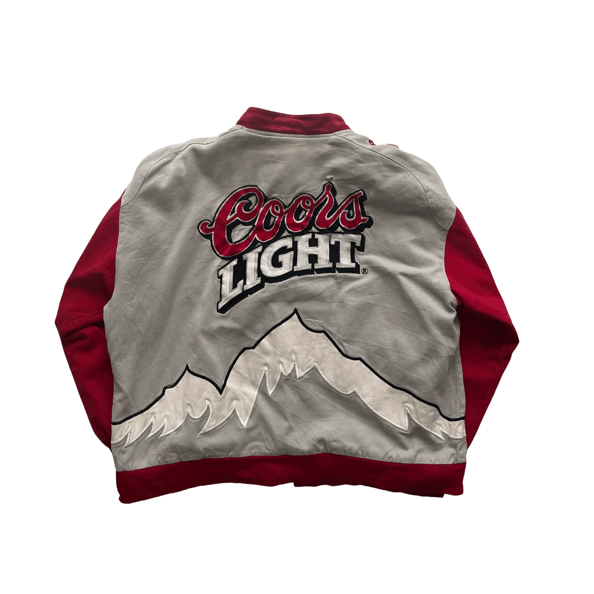 Vintage 90s Grey   Red NASCAR Coors Light Racing Jacket - Large