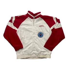 Vintage 90s White   Red Adidas Spell-Out Jacket - Large