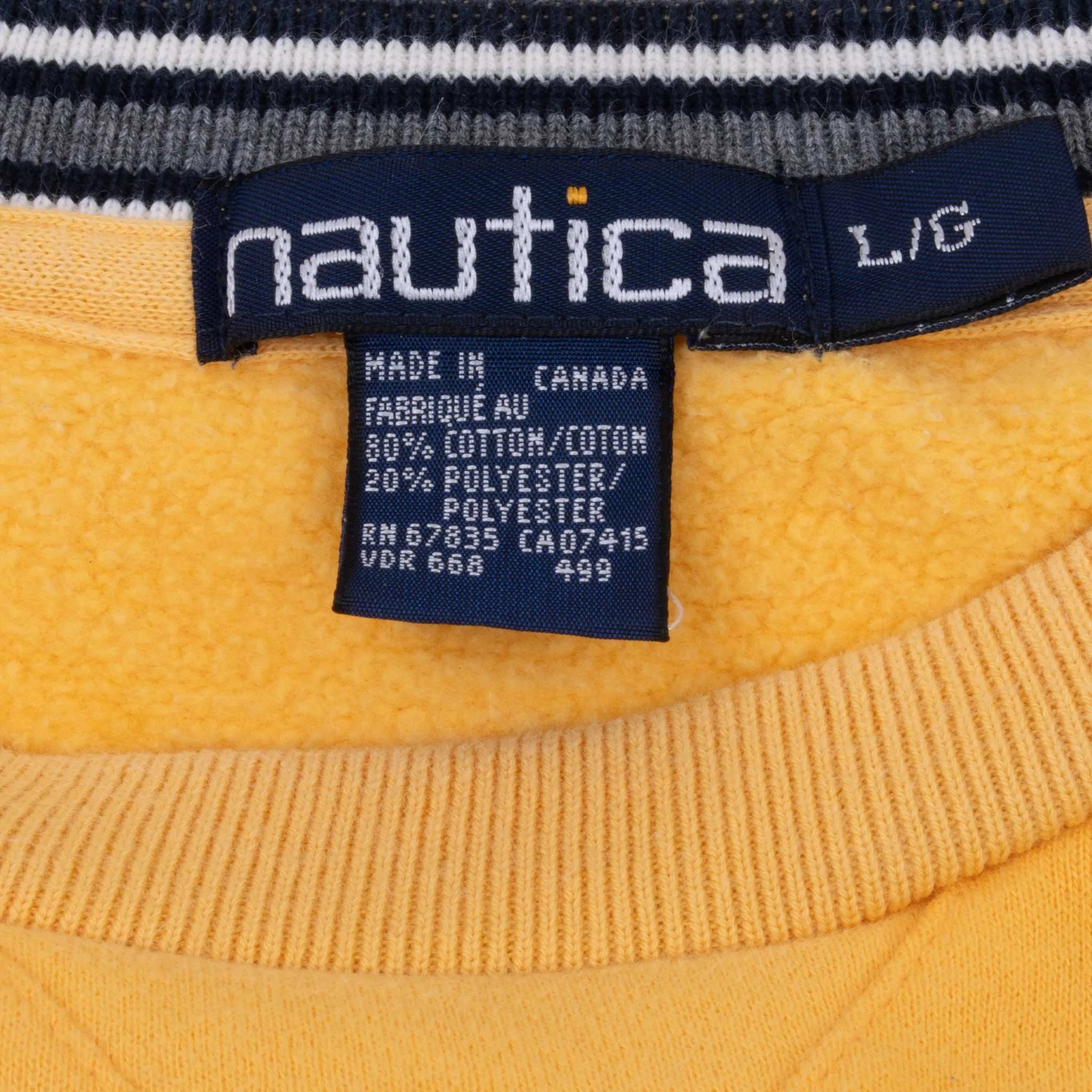 VINTAGE NAUTICA YELLOW SWEATSHIRT 1990S LARGE