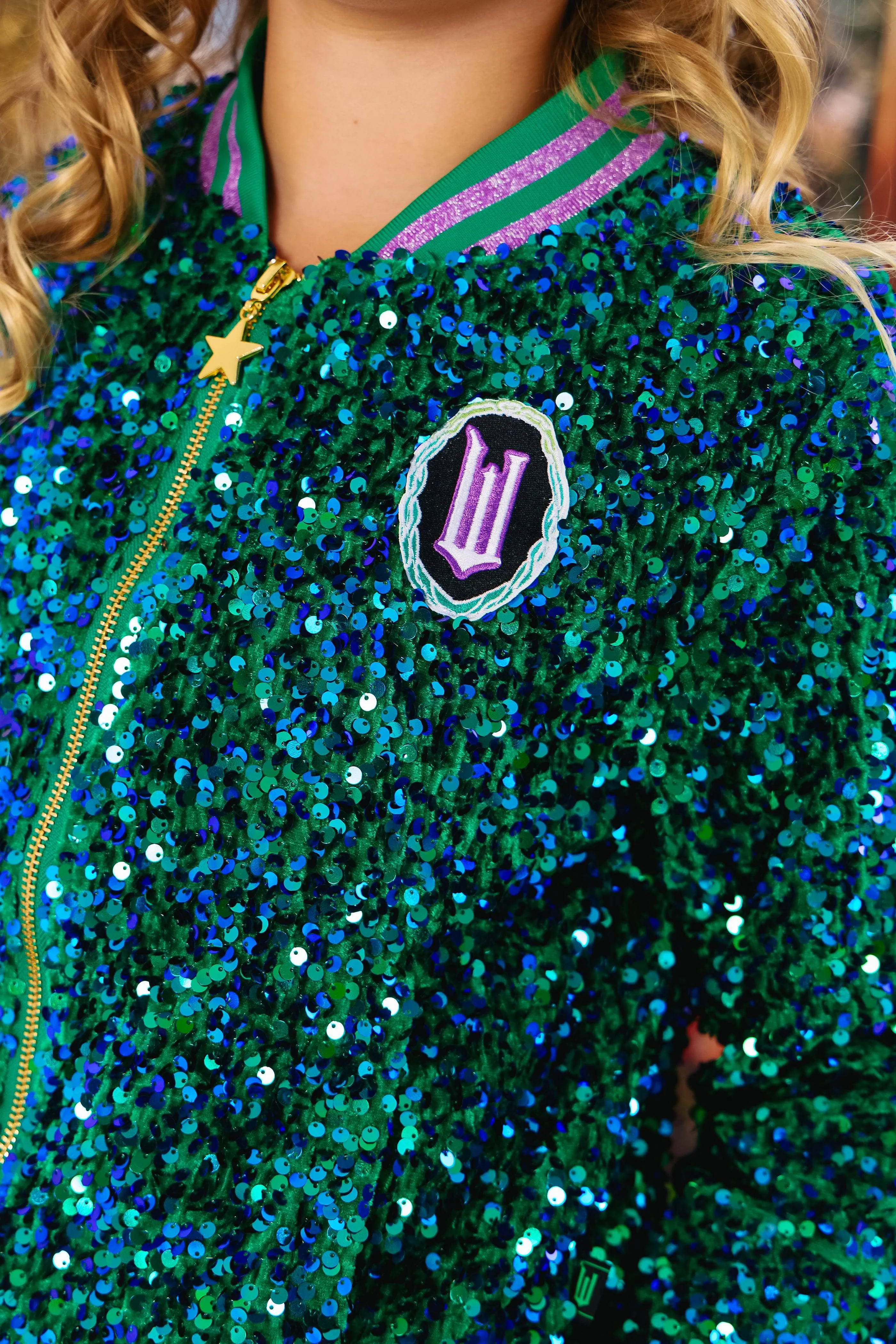 Women's Emerald Elphaba Sequin Bomber