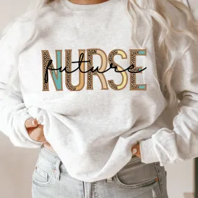 Women's Future Nurse Unisex Sized Crewneck Sweatshirt Trendy Nurse Gift for Graduation Design in Ash, Sand and White