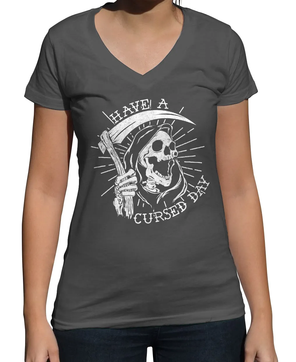 Women's Have a Cursed Day Vneck T-Shirt