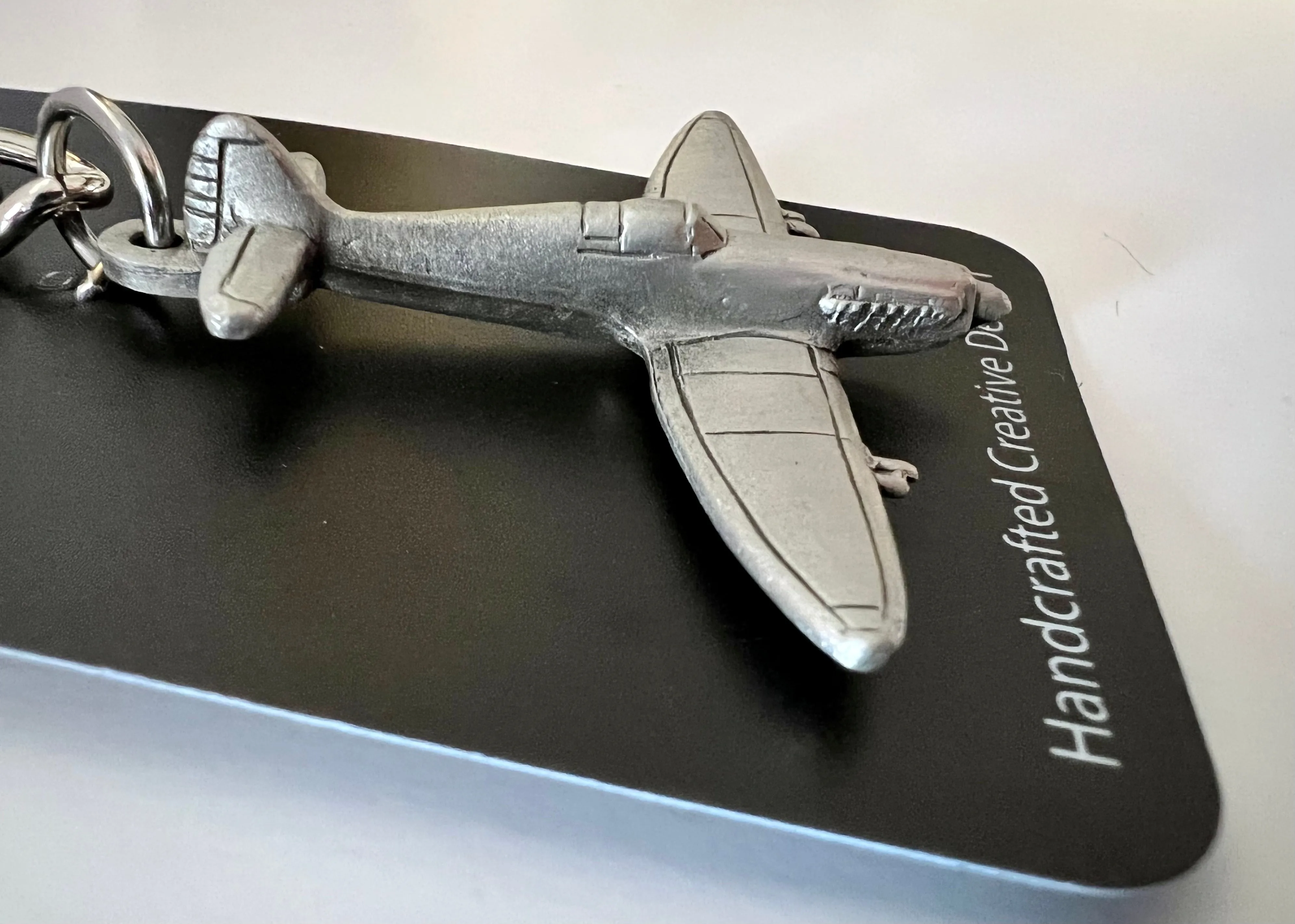 WWII Supermarine Spitfire Pewter British Airplane Keychain