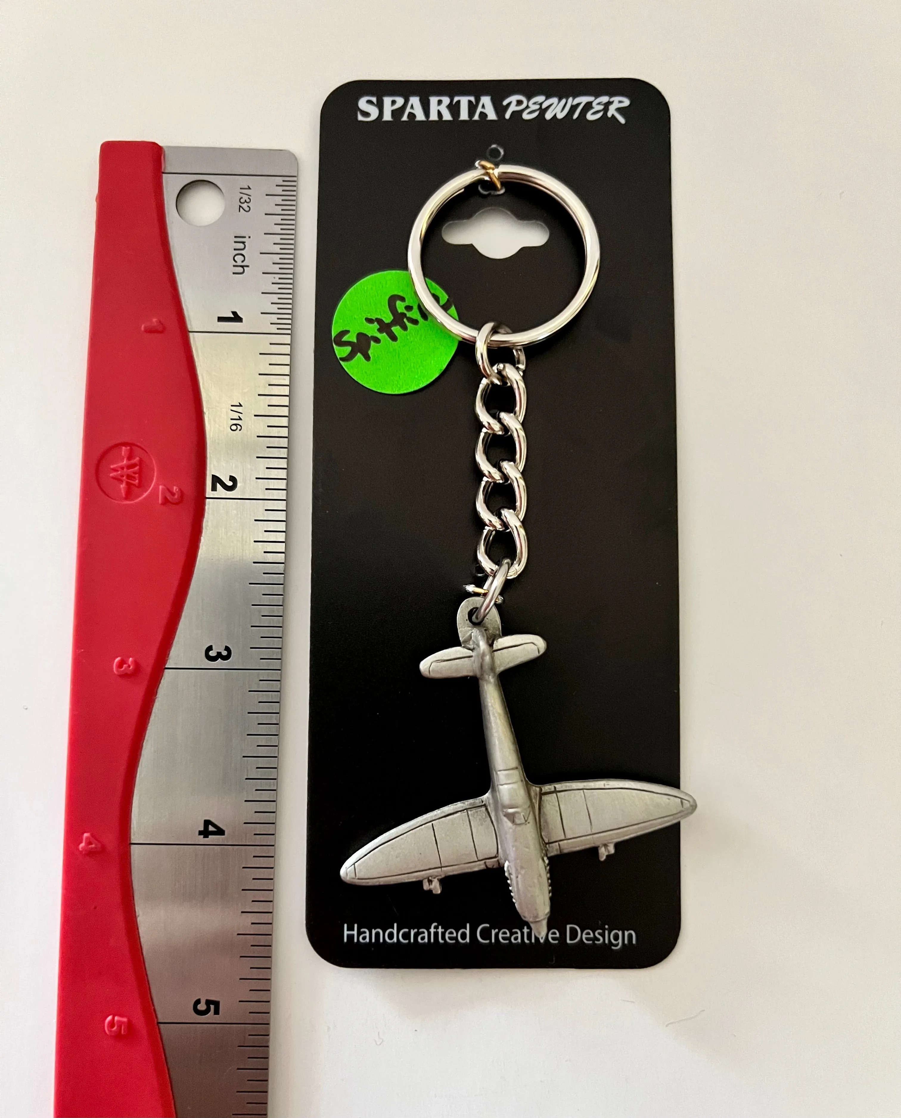 WWII Supermarine Spitfire Pewter British Airplane Keychain