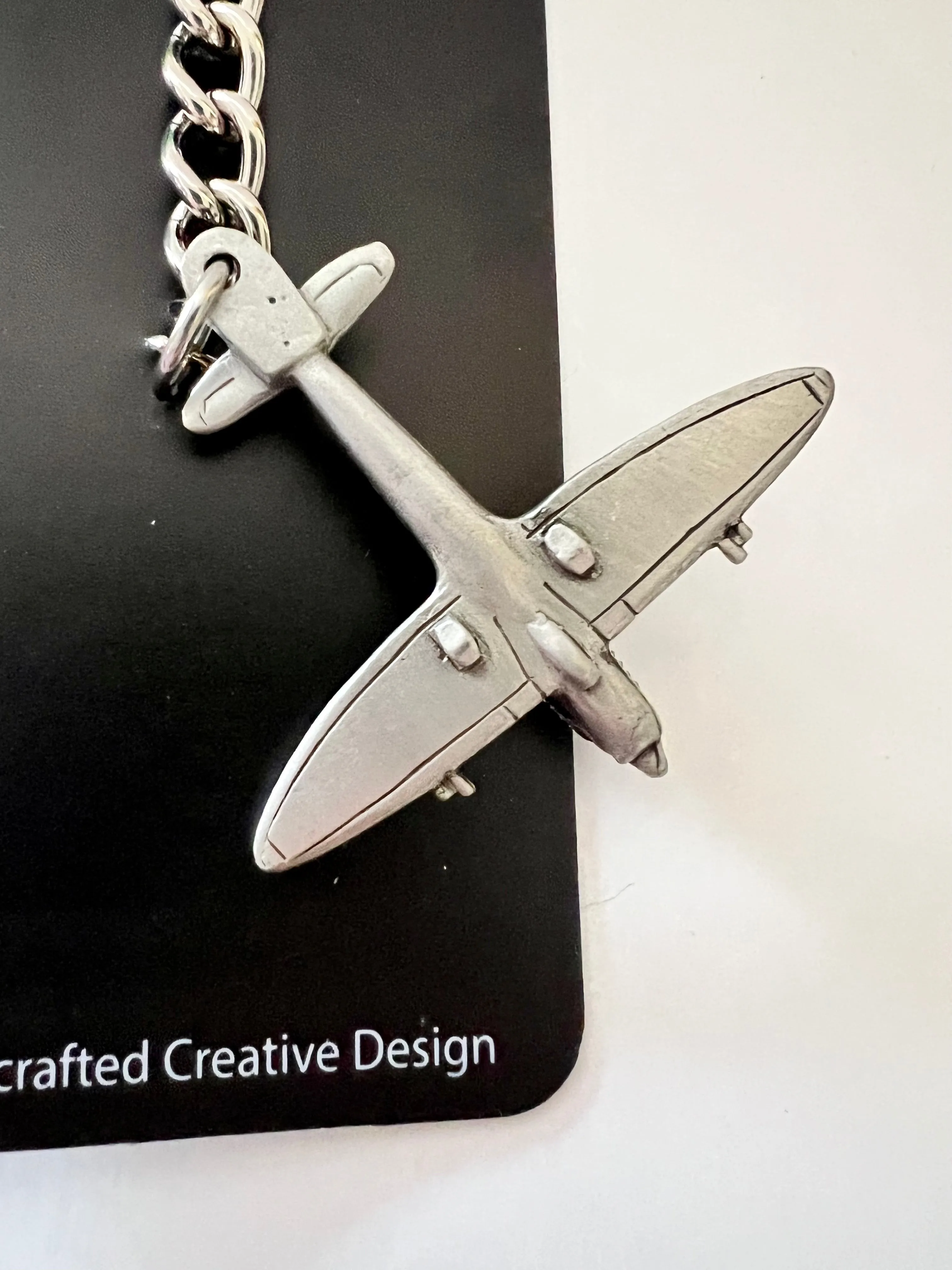 WWII Supermarine Spitfire Pewter British Airplane Keychain